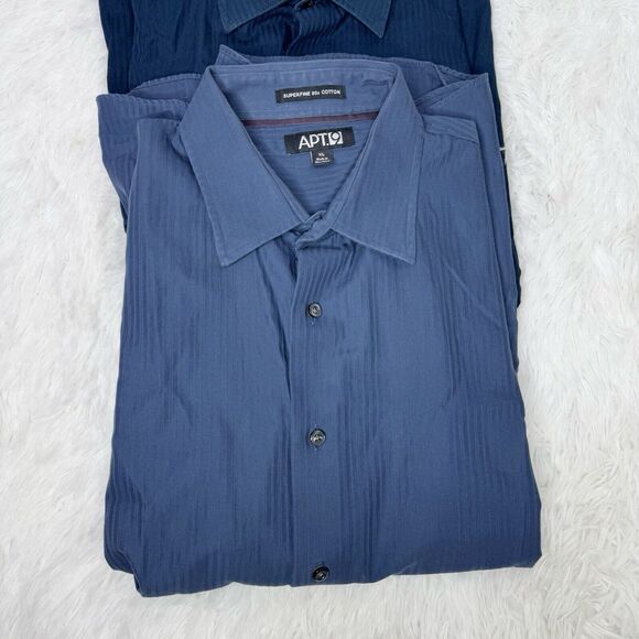 APT 9 / lot (2) blue button down solid collared casual long sleeve shirts / XL - Picture 2 of 7